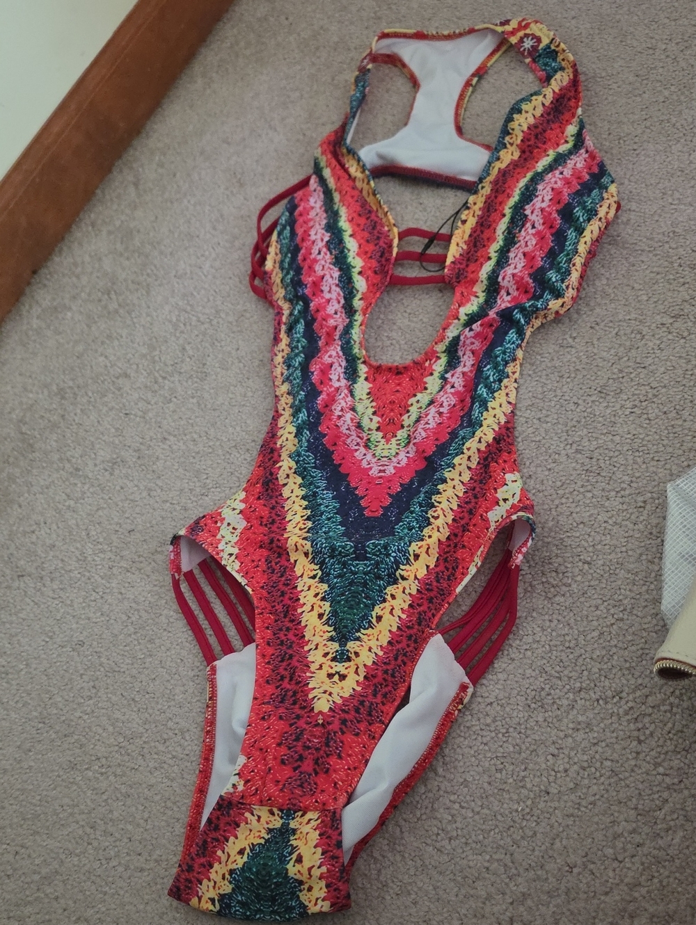 Adult One-Piece Swimsuit in Red Multi